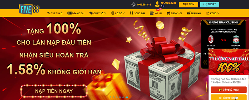 Five88 – Top nhà cái xanh chín được đánh giá cao 2024 – Link five88 uy tín